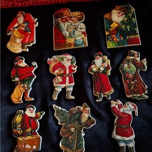 Vintage victorian style Merrimack 1977 Santa Ornaments